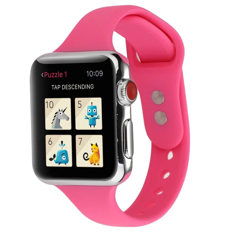 สายข้อมือซิลิโคนบางแบบหัวเข็มขัดคู่ สำหรับ Apple Watch Series 7 ขนาด 41 มม. / 6 & SE & 5 & 4 ขนาด 40 มม. / 3 & 2 & 1 ขนาด 38 มม., สำหรับ Apple Watch Series 8&7 ขนาด 41 มม. / SE 2&6&SE&5&4 ขนาด 40 มม. / 3&2&1 ขนาด 38 มม.