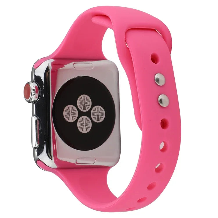 สายข้อมือซิลิโคนบางแบบหัวเข็มขัดคู่ สำหรับ Apple Watch Series 7 ขนาด 41 มม. / 6 & SE & 5 & 4 ขนาด 40 มม. / 3 & 2 & 1 ขนาด 38 มม., สำหรับ Apple Watch Series 8&7 ขนาด 41 มม. / SE 2&6&SE&5&4 ขนาด 40 มม. / 3&2&1 ขนาด 38 มม.