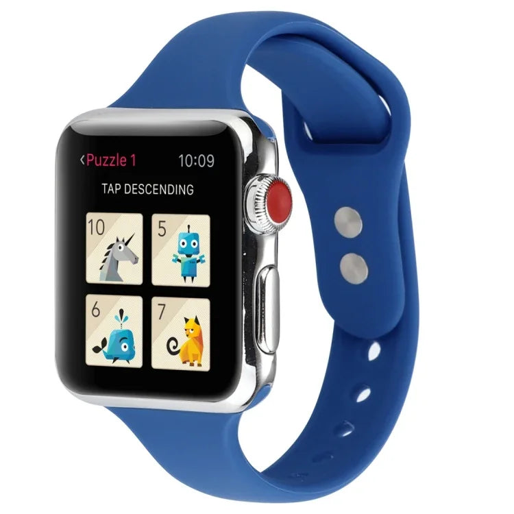 สายข้อมือซิลิโคนบางแบบหัวเข็มขัดคู่ สำหรับ Apple Watch Series 7 ขนาด 41 มม. / 6 & SE & 5 & 4 ขนาด 40 มม. / 3 & 2 & 1 ขนาด 38 มม., สำหรับ Apple Watch Series 8&7 ขนาด 41 มม. / SE 2&6&SE&5&4 ขนาด 40 มม. / 3&2&1 ขนาด 38 มม.