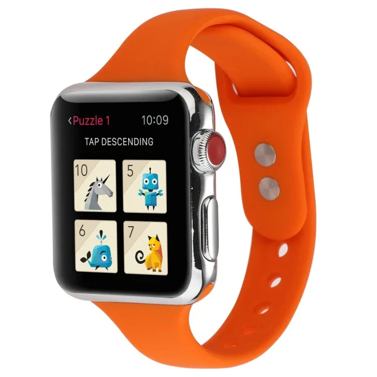 สายข้อมือซิลิโคนบางแบบหัวเข็มขัดคู่ สำหรับ Apple Watch Series 7 ขนาด 41 มม. / 6 & SE & 5 & 4 ขนาด 40 มม. / 3 & 2 & 1 ขนาด 38 มม., สำหรับ Apple Watch Series 8&7 ขนาด 41 มม. / SE 2&6&SE&5&4 ขนาด 40 มม. / 3&2&1 ขนาด 38 มม.