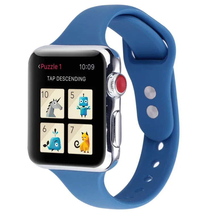 สายข้อมือซิลิโคนบางแบบหัวเข็มขัดคู่ สำหรับ Apple Watch Series 7 ขนาด 41 มม. / 6 & SE & 5 & 4 ขนาด 40 มม. / 3 & 2 & 1 ขนาด 38 มม., สำหรับ Apple Watch Series 8&7 ขนาด 41 มม. / SE 2&6&SE&5&4 ขนาด 40 มม. / 3&2&1 ขนาด 38 มม.
