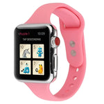 สายข้อมือซิลิโคนบางแบบหัวเข็มขัดคู่ สำหรับ Apple Watch Series 7 ขนาด 41 มม. / 6 & SE & 5 & 4 ขนาด 40 มม. / 3 & 2 & 1 ขนาด 38 มม., สำหรับ Apple Watch Series 8&7 ขนาด 41 มม. / SE 2&6&SE&5&4 ขนาด 40 มม. / 3&2&1 ขนาด 38 มม.