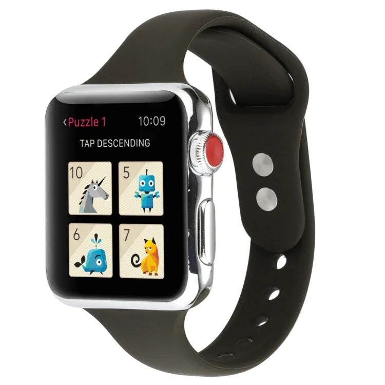 สายข้อมือซิลิโคนบางแบบหัวเข็มขัดคู่ สำหรับ Apple Watch Series 7 ขนาด 41 มม. / 6 & SE & 5 & 4 ขนาด 40 มม. / 3 & 2 & 1 ขนาด 38 มม., สำหรับ Apple Watch Series 8&7 ขนาด 41 มม. / SE 2&6&SE&5&4 ขนาด 40 มม. / 3&2&1 ขนาด 38 มม.