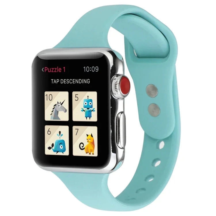 สายข้อมือซิลิโคนบางแบบหัวเข็มขัดคู่ สำหรับ Apple Watch Series 7 ขนาด 41 มม. / 6 & SE & 5 & 4 ขนาด 40 มม. / 3 & 2 & 1 ขนาด 38 มม., สำหรับ Apple Watch Series 8&7 ขนาด 41 มม. / SE 2&6&SE&5&4 ขนาด 40 มม. / 3&2&1 ขนาด 38 มม.