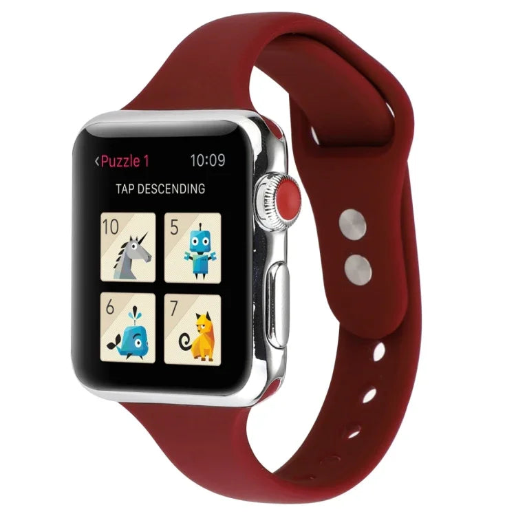 สายข้อมือซิลิโคนบางแบบหัวเข็มขัดคู่ สำหรับ Apple Watch Series 7 ขนาด 41 มม. / 6 & SE & 5 & 4 ขนาด 40 มม. / 3 & 2 & 1 ขนาด 38 มม., สำหรับ Apple Watch Series 8&7 ขนาด 41 มม. / SE 2&6&SE&5&4 ขนาด 40 มม. / 3&2&1 ขนาด 38 มม.