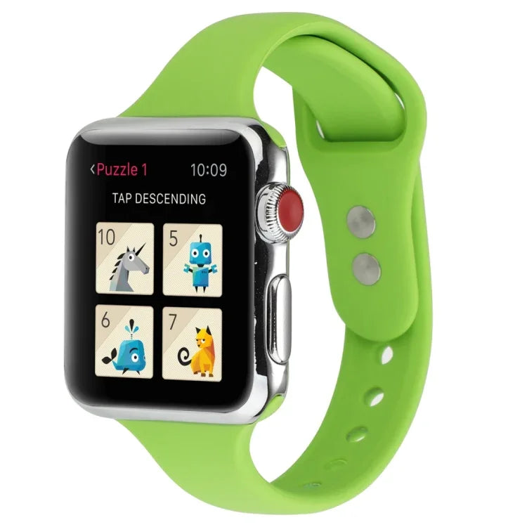 สายข้อมือซิลิโคนบางแบบหัวเข็มขัดคู่ สำหรับ Apple Watch Series 7 ขนาด 41 มม. / 6 & SE & 5 & 4 ขนาด 40 มม. / 3 & 2 & 1 ขนาด 38 มม., สำหรับ Apple Watch Series 8&7 ขนาด 41 มม. / SE 2&6&SE&5&4 ขนาด 40 มม. / 3&2&1 ขนาด 38 มม.