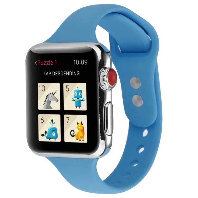 สายข้อมือซิลิโคนบางแบบหัวเข็มขัดคู่ สำหรับ Apple Watch Series 7 ขนาด 41 มม. / 6 & SE & 5 & 4 ขนาด 40 มม. / 3 & 2 & 1 ขนาด 38 มม., สำหรับ Apple Watch Series 8&7 ขนาด 41 มม. / SE 2&6&SE&5&4 ขนาด 40 มม. / 3&2&1 ขนาด 38 มม.