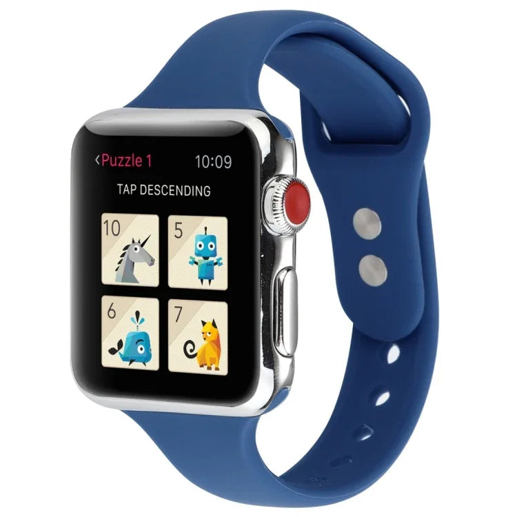 สายข้อมือซิลิโคนบางแบบหัวเข็มขัดคู่ สำหรับ Apple Watch Series 7 ขนาด 41 มม. / 6 & SE & 5 & 4 ขนาด 40 มม. / 3 & 2 & 1 ขนาด 38 มม., สำหรับ Apple Watch Series 8&7 ขนาด 41 มม. / SE 2&6&SE&5&4 ขนาด 40 มม. / 3&2&1 ขนาด 38 มม.
