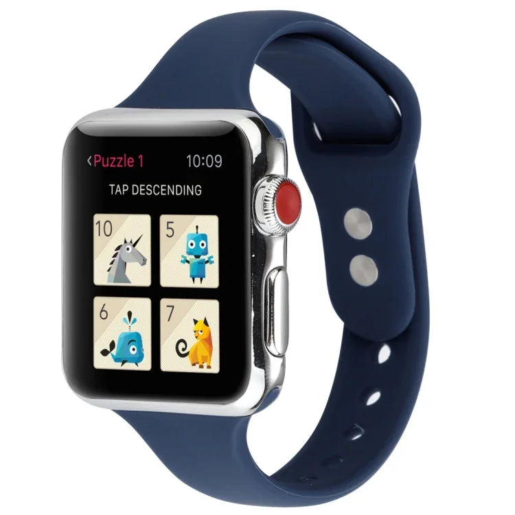 สายข้อมือซิลิโคนบางแบบหัวเข็มขัดคู่ สำหรับ Apple Watch Series 7 ขนาด 41 มม. / 6 & SE & 5 & 4 ขนาด 40 มม. / 3 & 2 & 1 ขนาด 38 มม., สำหรับ Apple Watch Series 8&7 ขนาด 41 มม. / SE 2&6&SE&5&4 ขนาด 40 มม. / 3&2&1 ขนาด 38 มม.