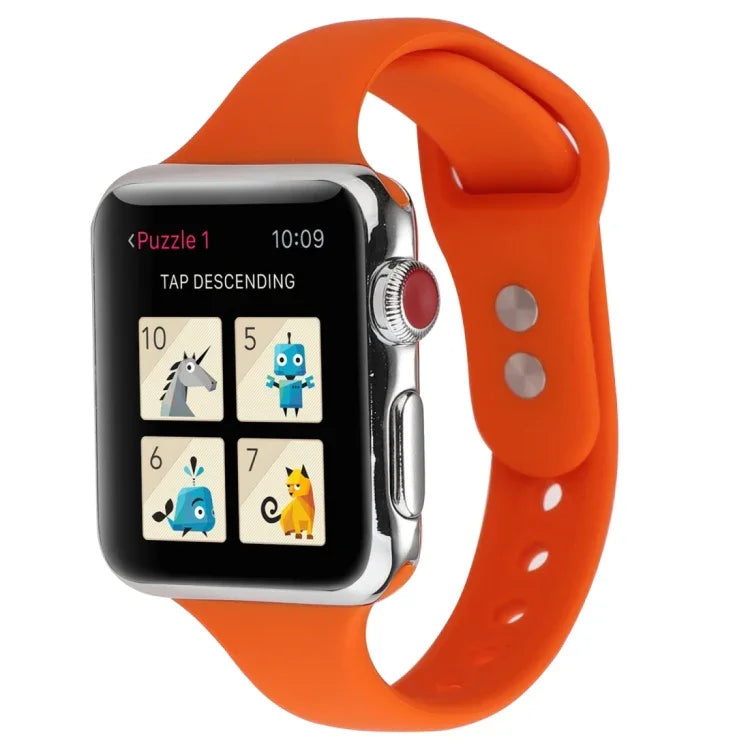 สายข้อมือซิลิโคนบางแบบหัวเข็มขัดคู่ สำหรับ Apple Watch Series 7 ขนาด 41 มม. / 6 & SE & 5 & 4 ขนาด 40 มม. / 3 & 2 & 1 ขนาด 38 มม., สำหรับ Apple Watch Series 8&7 ขนาด 41 มม. / SE 2&6&SE&5&4 ขนาด 40 มม. / 3&2&1 ขนาด 38 มม.