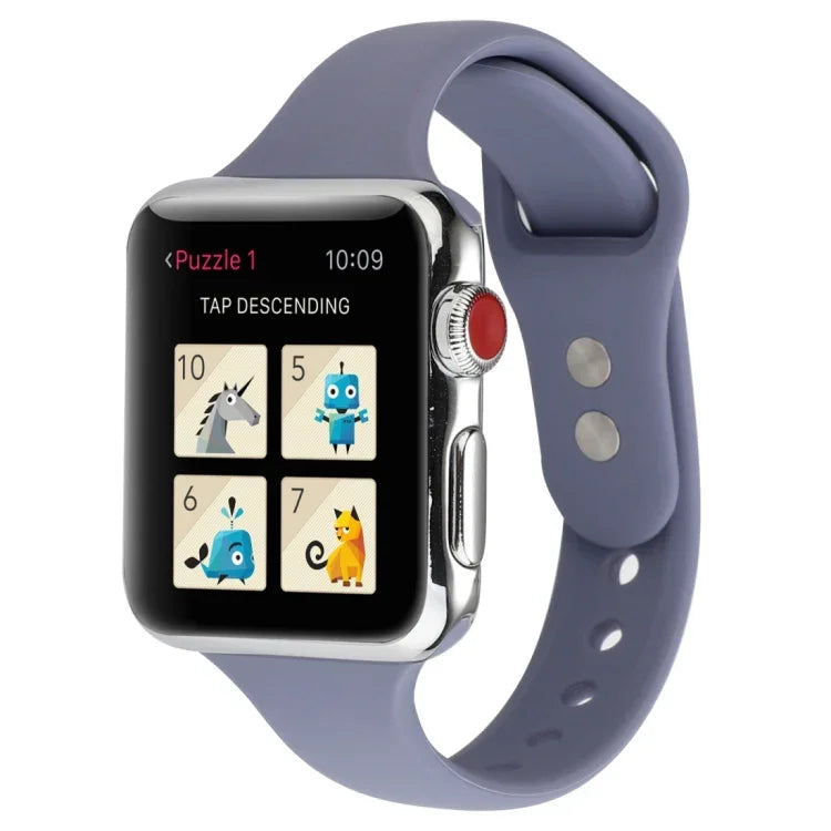 สายข้อมือซิลิโคนบางแบบหัวเข็มขัดคู่ สำหรับ Apple Watch Series 7 ขนาด 41 มม. / 6 & SE & 5 & 4 ขนาด 40 มม. / 3 & 2 & 1 ขนาด 38 มม., สำหรับ Apple Watch Series 8&7 ขนาด 41 มม. / SE 2&6&SE&5&4 ขนาด 40 มม. / 3&2&1 ขนาด 38 มม.