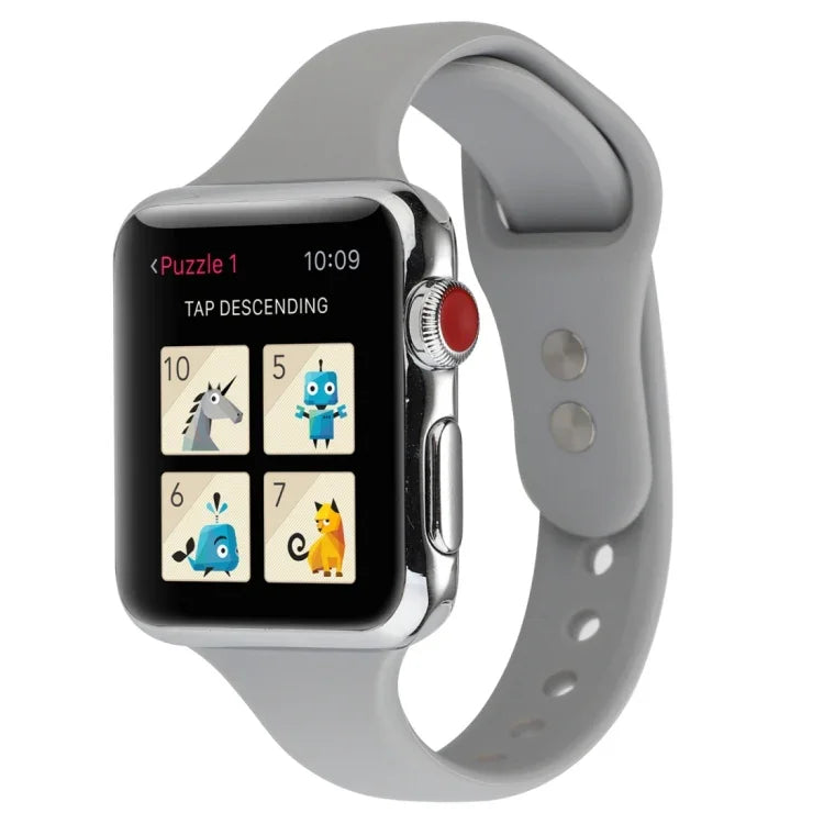 สายข้อมือซิลิโคนบางแบบหัวเข็มขัดคู่ สำหรับ Apple Watch Series 7 ขนาด 41 มม. / 6 & SE & 5 & 4 ขนาด 40 มม. / 3 & 2 & 1 ขนาด 38 มม., สำหรับ Apple Watch Series 8&7 ขนาด 41 มม. / SE 2&6&SE&5&4 ขนาด 40 มม. / 3&2&1 ขนาด 38 มม.