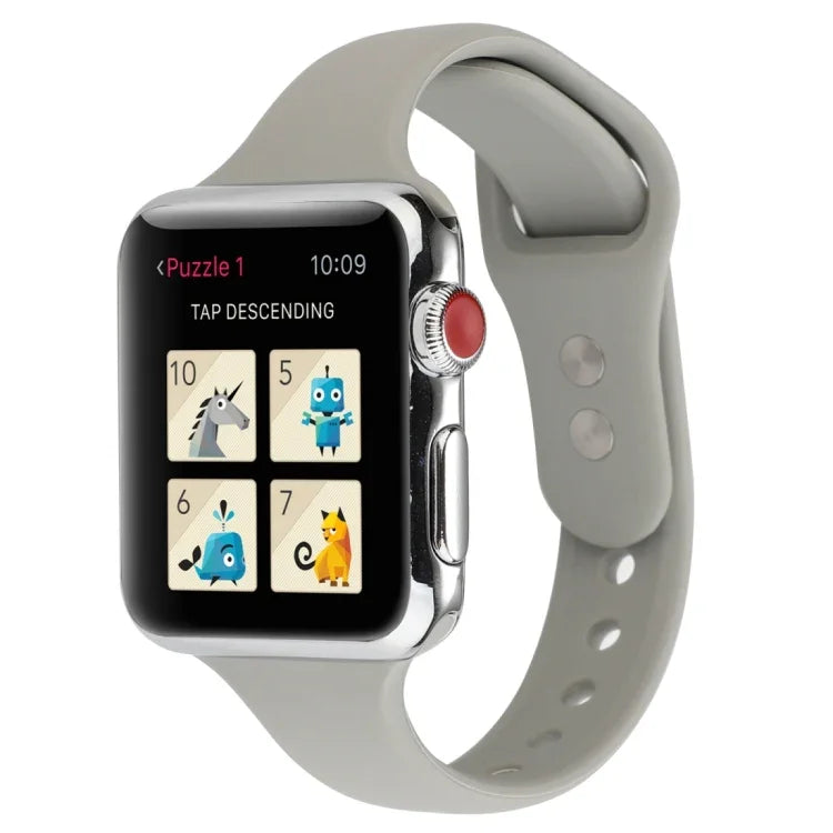 สายข้อมือซิลิโคนบางแบบหัวเข็มขัดคู่ สำหรับ Apple Watch Series 7 ขนาด 41 มม. / 6 & SE & 5 & 4 ขนาด 40 มม. / 3 & 2 & 1 ขนาด 38 มม., สำหรับ Apple Watch Series 8&7 ขนาด 41 มม. / SE 2&6&SE&5&4 ขนาด 40 มม. / 3&2&1 ขนาด 38 มม.