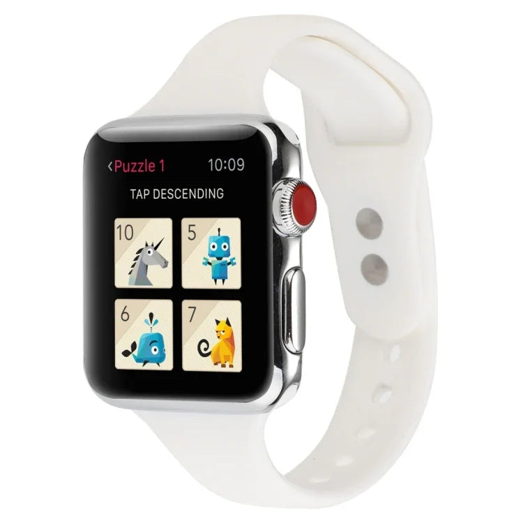 สายข้อมือซิลิโคนบางแบบหัวเข็มขัดคู่ สำหรับ Apple Watch Series 7 ขนาด 41 มม. / 6 & SE & 5 & 4 ขนาด 40 มม. / 3 & 2 & 1 ขนาด 38 มม., สำหรับ Apple Watch Series 8&7 ขนาด 41 มม. / SE 2&6&SE&5&4 ขนาด 40 มม. / 3&2&1 ขนาด 38 มม.