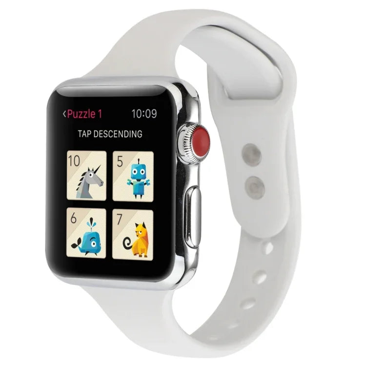สายข้อมือซิลิโคนบางแบบหัวเข็มขัดคู่ สำหรับ Apple Watch Series 7 ขนาด 41 มม. / 6 & SE & 5 & 4 ขนาด 40 มม. / 3 & 2 & 1 ขนาด 38 มม., สำหรับ Apple Watch Series 8&7 ขนาด 41 มม. / SE 2&6&SE&5&4 ขนาด 40 มม. / 3&2&1 ขนาด 38 มม.