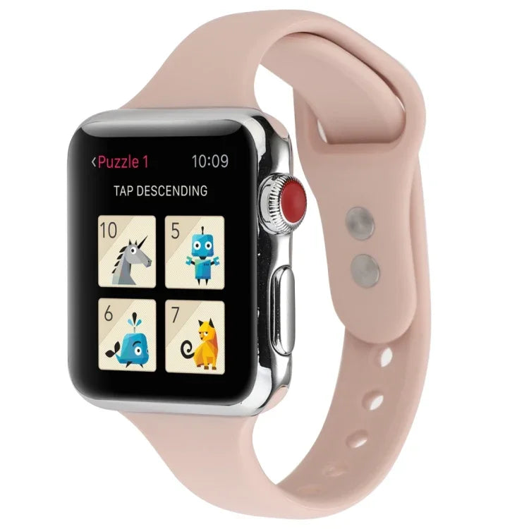 สายข้อมือซิลิโคนบางแบบหัวเข็มขัดคู่ สำหรับ Apple Watch Series 7 ขนาด 41 มม. / 6 & SE & 5 & 4 ขนาด 40 มม. / 3 & 2 & 1 ขนาด 38 มม., สำหรับ Apple Watch Series 8&7 ขนาด 41 มม. / SE 2&6&SE&5&4 ขนาด 40 มม. / 3&2&1 ขนาด 38 มม.