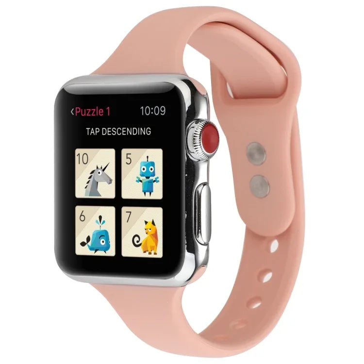 สายข้อมือซิลิโคนบางแบบหัวเข็มขัดคู่ สำหรับ Apple Watch Series 7 ขนาด 41 มม. / 6 & SE & 5 & 4 ขนาด 40 มม. / 3 & 2 & 1 ขนาด 38 มม., สำหรับ Apple Watch Series 8&7 ขนาด 41 มม. / SE 2&6&SE&5&4 ขนาด 40 มม. / 3&2&1 ขนาด 38 มม.