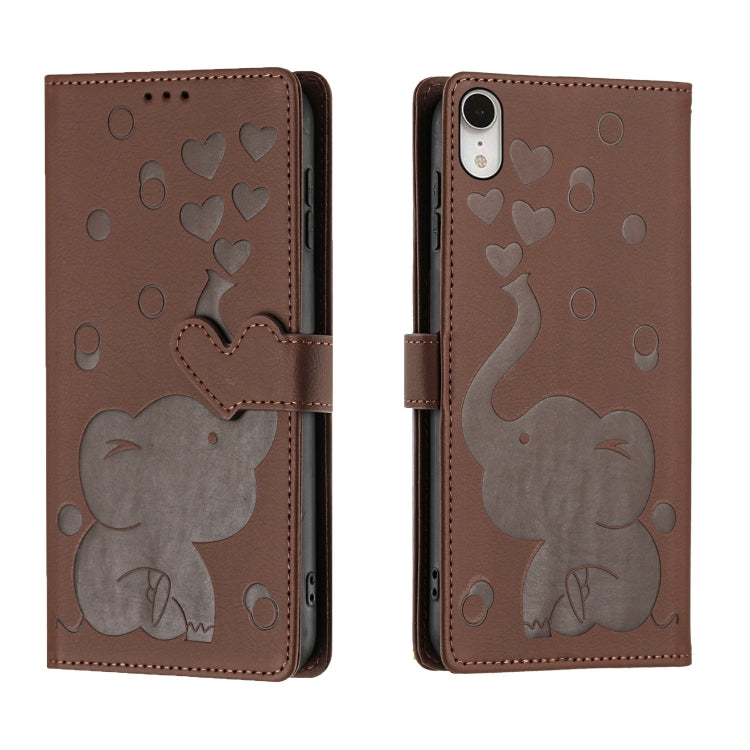 เคสโทรศัพท์หนังปั๊มลายช้างการ์ตูน สำหรับ iPhone XR, สำหรับ iPhone XS Max, สำหรับ iPhone 8 Plus / 7 Plus