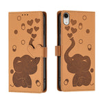 เคสโทรศัพท์หนังปั๊มลายช้างการ์ตูน สำหรับ iPhone XR, สำหรับ iPhone XS Max, สำหรับ iPhone 8 Plus / 7 Plus