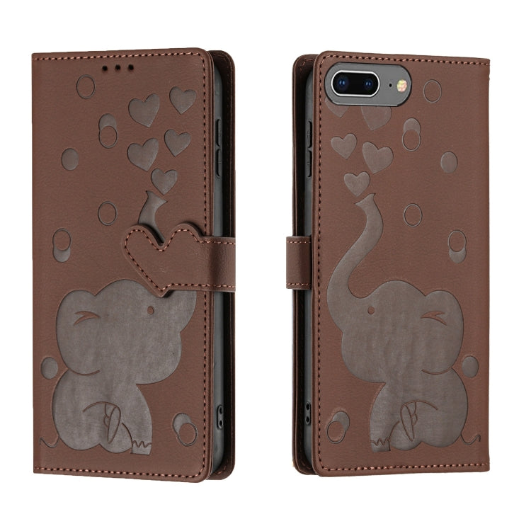 เคสโทรศัพท์หนังปั๊มลายช้างการ์ตูน สำหรับ iPhone XR, สำหรับ iPhone XS Max, สำหรับ iPhone 8 Plus / 7 Plus