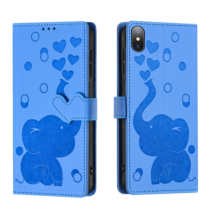 เคสโทรศัพท์หนังปั๊มลายช้างการ์ตูน สำหรับ iPhone XR, สำหรับ iPhone XS Max, สำหรับ iPhone 8 Plus / 7 Plus