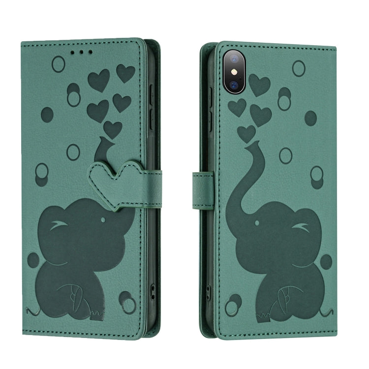เคสโทรศัพท์หนังปั๊มลายช้างการ์ตูน สำหรับ iPhone XR, สำหรับ iPhone XS Max, สำหรับ iPhone 8 Plus / 7 Plus