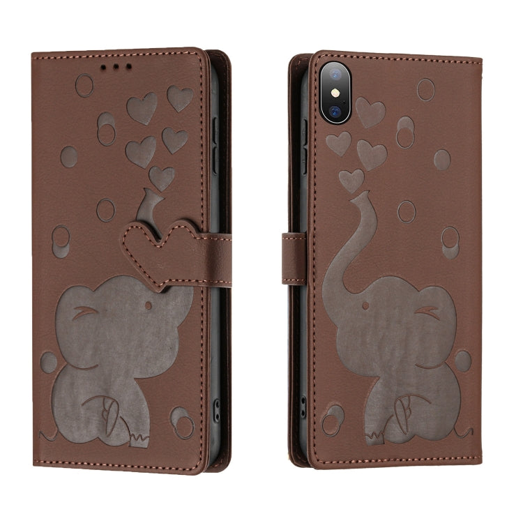 เคสโทรศัพท์หนังปั๊มลายช้างการ์ตูน สำหรับ iPhone XR, สำหรับ iPhone XS Max, สำหรับ iPhone 8 Plus / 7 Plus