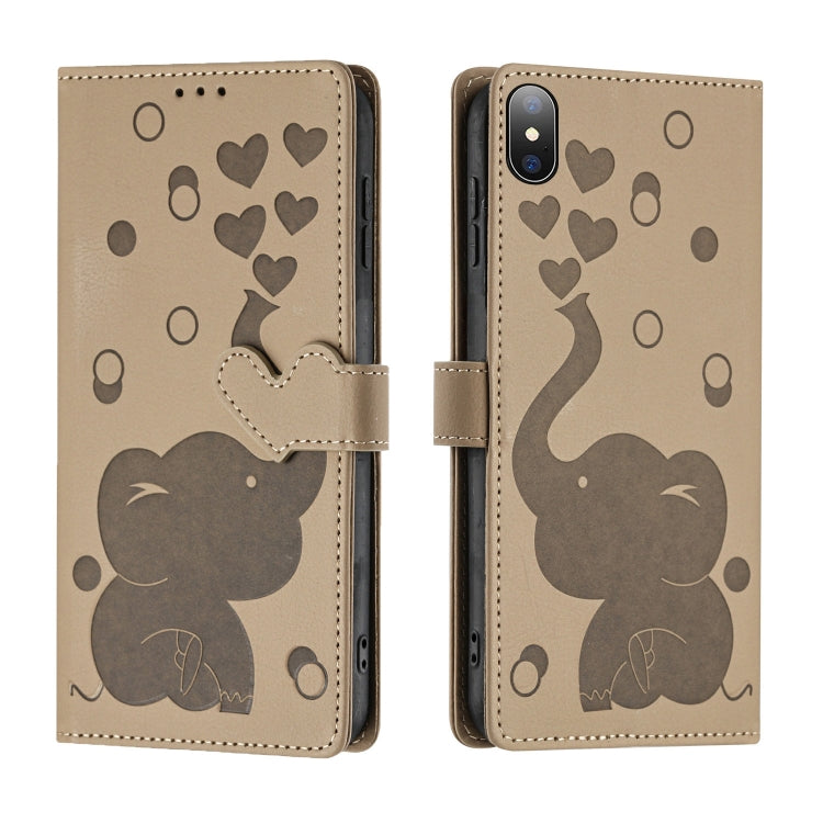 เคสโทรศัพท์หนังปั๊มลายช้างการ์ตูน สำหรับ iPhone XR, สำหรับ iPhone XS Max, สำหรับ iPhone 8 Plus / 7 Plus
