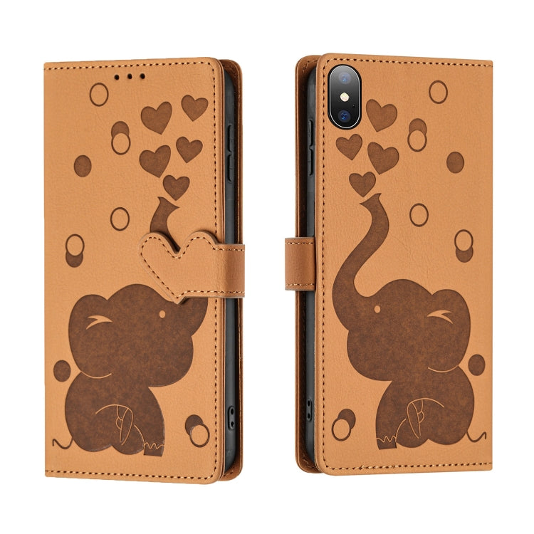 เคสโทรศัพท์หนังปั๊มลายช้างการ์ตูน สำหรับ iPhone XR, สำหรับ iPhone XS Max, สำหรับ iPhone 8 Plus / 7 Plus