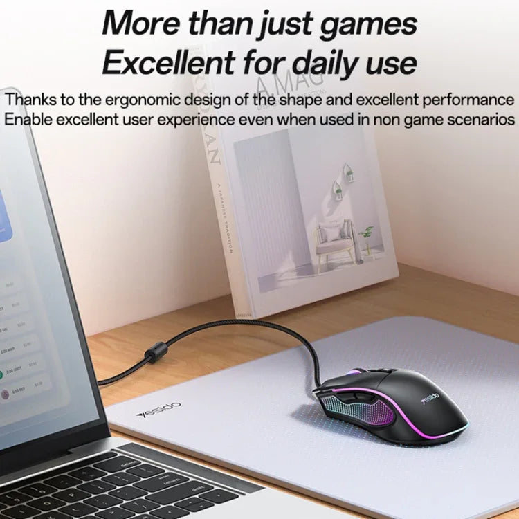 Yesido KB20 USB 7200DPI RGB Wired Mouse, KB20