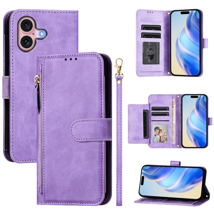 เคสหนังโทรศัพท์แบบกระเป๋าใส่บัตรหลายช่องพร้อมซิป สำหรับ iPhone 16, iPhone 15 Pro Max, iPhone 15 Pro, iPhone 15 Plus, iPhone 15, iPhone 14 Plus, iPhone 14 / 13, iPhone 14 Pro