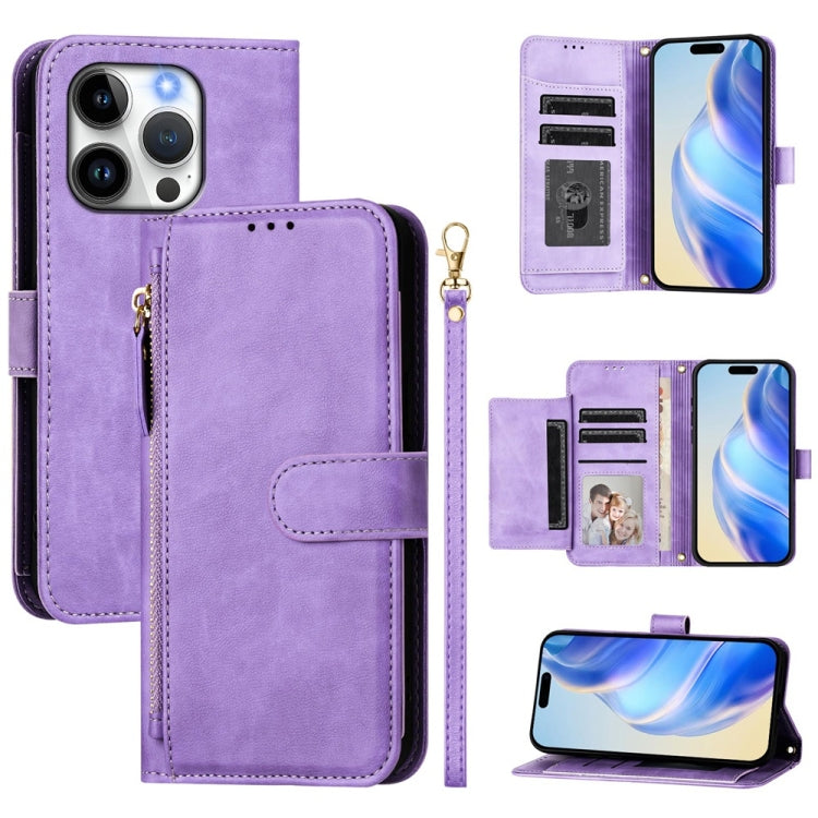 เคสหนังโทรศัพท์แบบกระเป๋าใส่บัตรหลายช่องพร้อมซิป สำหรับ iPhone 16, iPhone 15 Pro Max, iPhone 15 Pro, iPhone 15 Plus, iPhone 15, iPhone 14 Plus, iPhone 14 / 13, iPhone 14 Pro