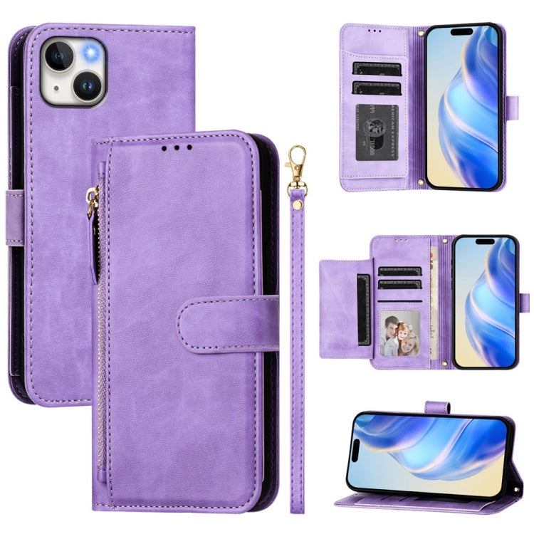 เคสหนังโทรศัพท์แบบกระเป๋าใส่บัตรหลายช่องพร้อมซิป สำหรับ iPhone 16, iPhone 15 Pro Max, iPhone 15 Pro, iPhone 15 Plus, iPhone 15, iPhone 14 Plus, iPhone 14 / 13, iPhone 14 Pro