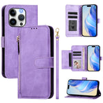เคสหนังโทรศัพท์แบบกระเป๋าใส่บัตรหลายช่องพร้อมซิป สำหรับ iPhone 16, iPhone 15 Pro Max, iPhone 15 Pro, iPhone 15 Plus, iPhone 15, iPhone 14 Plus, iPhone 14 / 13, iPhone 14 Pro
