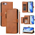 เคสหนังโทรศัพท์แบบกระเป๋าใส่บัตรหลายช่องพร้อมซิป สำหรับ iPhone 14 Pro Max, iPhone SE 2022 / 2020 / 8 / 7, iPhone 13 Pro Max, iPhone 13 Pro, iPhone 13 mini, iPhone 12 / 12 Pro, iPhone 12 Pro Max, iPhone 12 mini