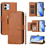 เคสหนังโทรศัพท์แบบกระเป๋าใส่บัตรหลายช่องพร้อมซิป สำหรับ iPhone 14 Pro Max, iPhone SE 2022 / 2020 / 8 / 7, iPhone 13 Pro Max, iPhone 13 Pro, iPhone 13 mini, iPhone 12 / 12 Pro, iPhone 12 Pro Max, iPhone 12 mini