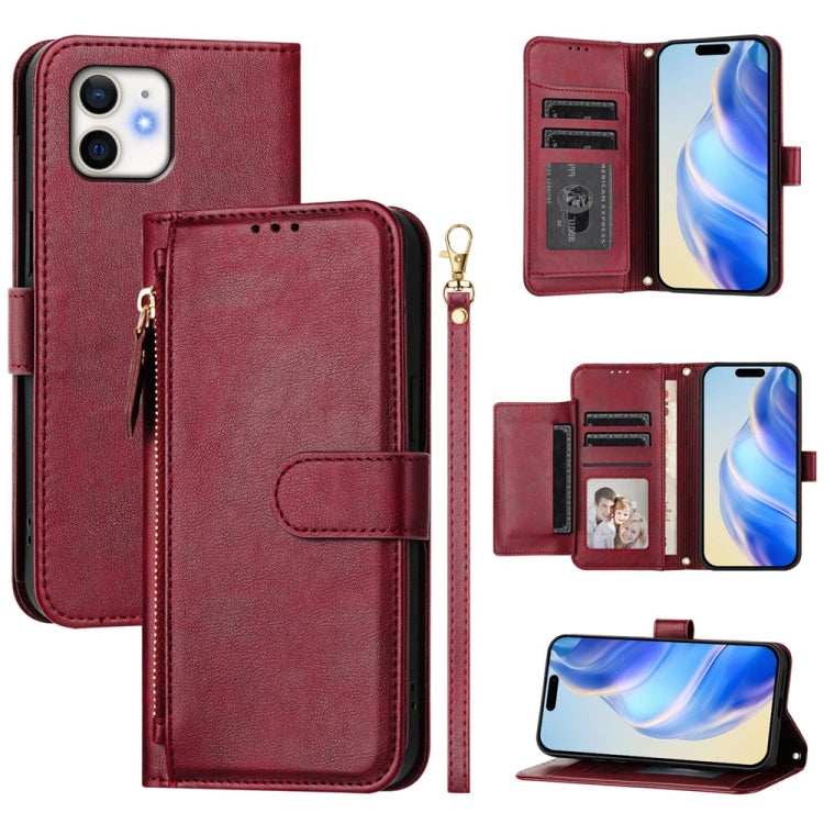 เคสหนังโทรศัพท์แบบกระเป๋าใส่บัตรหลายช่องพร้อมซิป สำหรับ iPhone 14 Pro Max, iPhone SE 2022 / 2020 / 8 / 7, iPhone 13 Pro Max, iPhone 13 Pro, iPhone 13 mini, iPhone 12 / 12 Pro, iPhone 12 Pro Max, iPhone 12 mini
