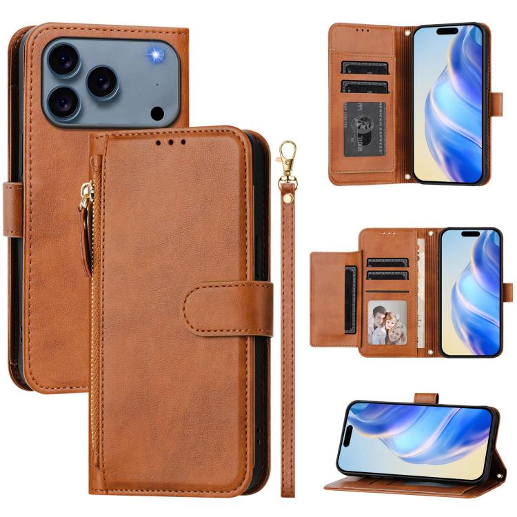 เคสโทรศัพท์หนังแบบกระเป๋าซิปพร้อมช่องใส่บัตรหลายช่อง สำหรับ iPhone 17e / 16e, สำหรับ iPhone 17 Pro Max, สำหรับ iPhone 17 Pro, สำหรับ iPhone 17, สำหรับ iPhone Air, สำหรับ iPhone 16 Pro Max, สำหรับ iPhone 16 Pro, สำหรับ iPhone 16 Plus