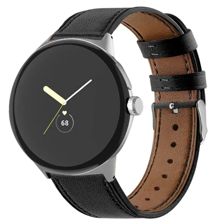 สายหนังแท้ปลายกลม สำหรับ Google Pixel Watch 4 / Watch 3 45mm