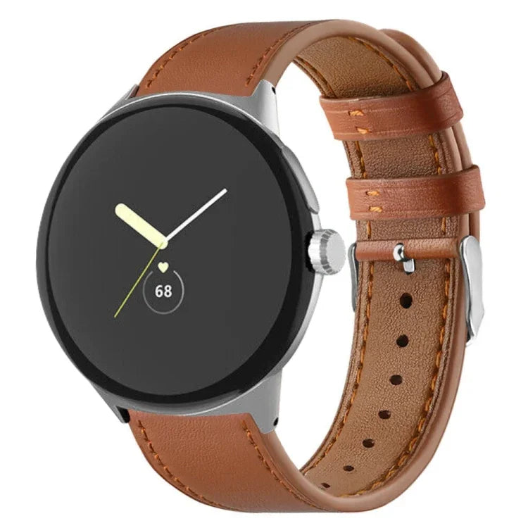 สายหนังแท้ปลายกลม สำหรับ Google Pixel Watch 4 / Watch 3 45mm