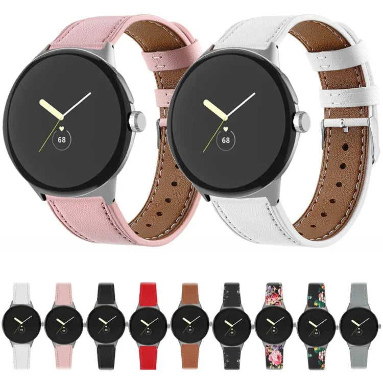 สายหนังแท้ปลายกลม สำหรับ Google Pixel Watch 4 / Watch 3 45mm