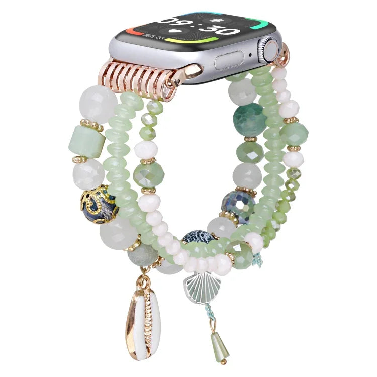 สายรัดนาฬิกาโซ่ลูกปัดเปลือก สำหรับ Apple Watch ขนาด 46 มม. / 49 มม. / 45 มม. / 44 มม., สำหรับ Apple Watch ขนาด 42 มม. / 41 มม. / 40 มม. / 38 มม.