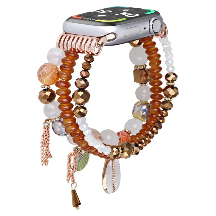 สายรัดนาฬิกาโซ่ลูกปัดเปลือก สำหรับ Apple Watch ขนาด 46 มม. / 49 มม. / 45 มม. / 44 มม., สำหรับ Apple Watch ขนาด 42 มม. / 41 มม. / 40 มม. / 38 มม.