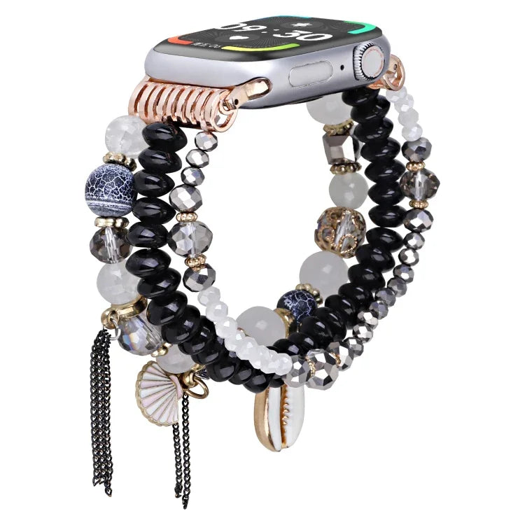 สายรัดนาฬิกาโซ่ลูกปัดเปลือก สำหรับ Apple Watch ขนาด 46 มม. / 49 มม. / 45 มม. / 44 มม., สำหรับ Apple Watch ขนาด 42 มม. / 41 มม. / 40 มม. / 38 มม.
