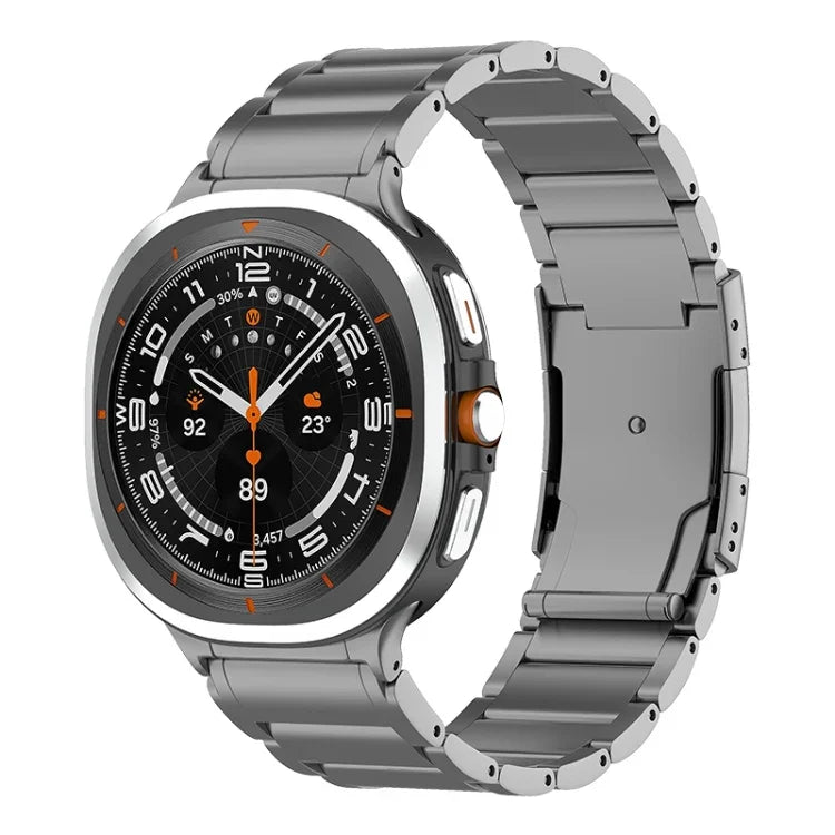 สายรัดนาฬิกาเหล็กไทเทเนียมหัวเข็มขัดสามเม็ดลายเต่า สำหรับ Samsung Galaxy Watch Ultra / Ultra 2025, สำหรับ Samsung Galaxy Watch8 / Watch8 Classic