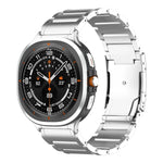 สายรัดนาฬิกาเหล็กไทเทเนียมหัวเข็มขัดสามเม็ดลายเต่า สำหรับ Samsung Galaxy Watch Ultra / Ultra 2025, สำหรับ Samsung Galaxy Watch8 / Watch8 Classic