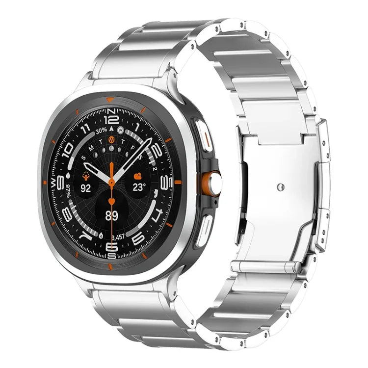 สายรัดนาฬิกาเหล็กไทเทเนียมหัวเข็มขัดสามเม็ดลายเต่า สำหรับ Samsung Galaxy Watch Ultra / Ultra 2025, สำหรับ Samsung Galaxy Watch8 / Watch8 Classic