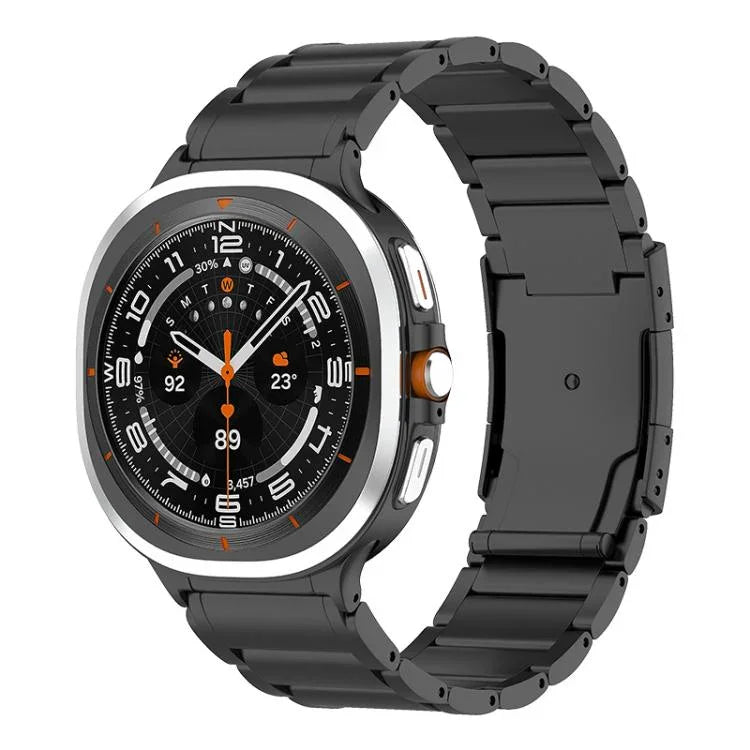 สายรัดนาฬิกาเหล็กไทเทเนียมหัวเข็มขัดสามเม็ดลายเต่า สำหรับ Samsung Galaxy Watch Ultra / Ultra 2025, สำหรับ Samsung Galaxy Watch8 / Watch8 Classic