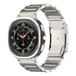 สายรัดนาฬิกาเหล็กไทเทเนียมหัวเข็มขัดสามเม็ดลายเต่า สำหรับ Samsung Galaxy Watch Ultra / Ultra 2025, สำหรับ Samsung Galaxy Watch8 / Watch8 Classic