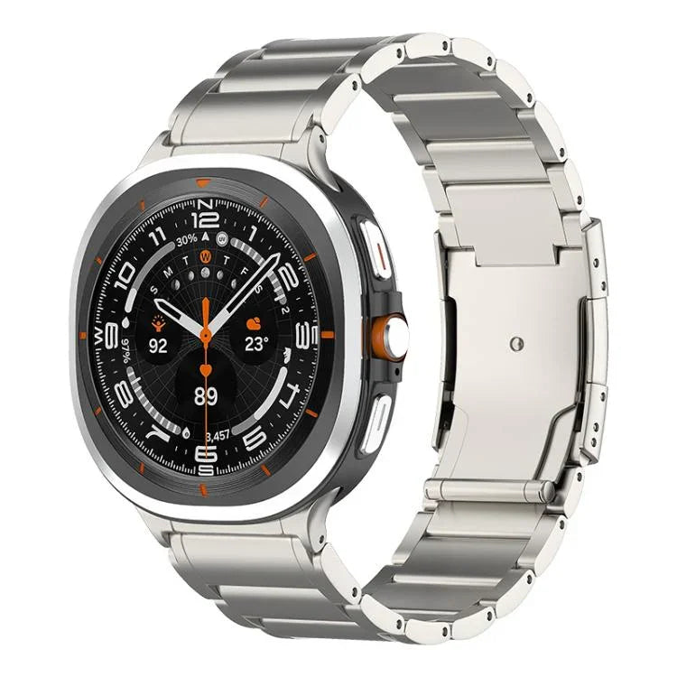 สายรัดนาฬิกาเหล็กไทเทเนียมหัวเข็มขัดสามเม็ดลายเต่า สำหรับ Samsung Galaxy Watch Ultra / Ultra 2025, สำหรับ Samsung Galaxy Watch8 / Watch8 Classic